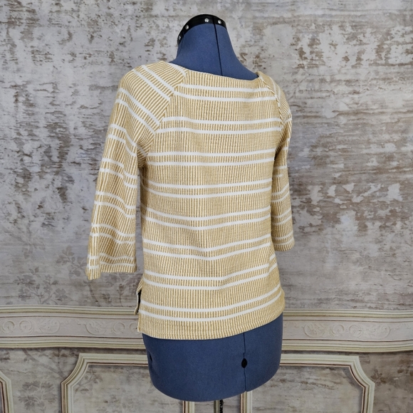 Anthropologie Postmark XS Striped Sweater Pullover Butter Yellow Square Neck - Picture 5 of 8